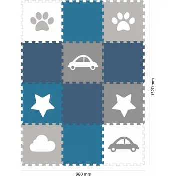 VYLEN Minideckfloor podlaha 12 dílů tlapka, mrak, auto, hvězda