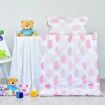 Povlečení Povlečení dětské bavlněné Obláčky růžové EMI: Polštář 90x70