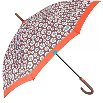 Deštník PERLETTI Time, Dámský holový deštník / oranžový lem, 26242