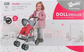 Kočárek pro panenku Lamps Sonia Doll Stroller golfky pro panenky 34,5 x 55 x 60,5 cm růžové/šedé