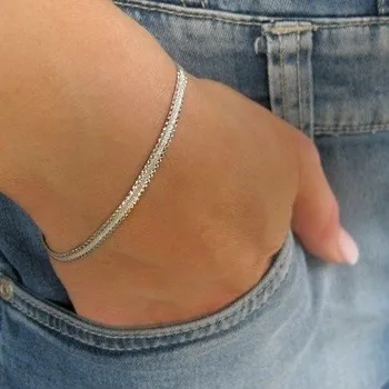 Náramek Dámský stříbrný náramek zdobený 3mm Rhodium 17cm Stříbro 925/1000