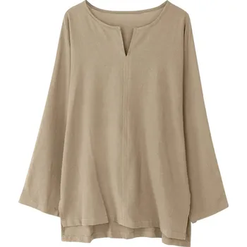 Dámská halenka Dámská volná tunika s malým výstřihem Barva: Khaki, Velikost: XL