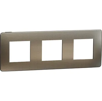 Schneider Electric NU280652M Unica Studio Metal - Krycí rámeček trojnásobný, Bronze/Černý