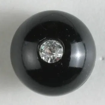 Knoflík Knoflík perlička s kamínkem černá 10 mm 300060 - Černá, 10 mm