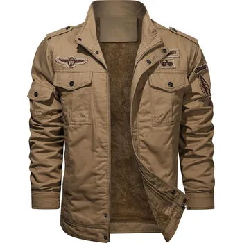 Pánská softshellová bunda Pánská podzimní bunda s nášivkami a teplou podšívkou - 3XL Barva: Khaki, Velikost: 3XL