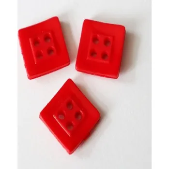 Knoflík Knoflík červený čtverec 53757/30 - Červená, 14 mm