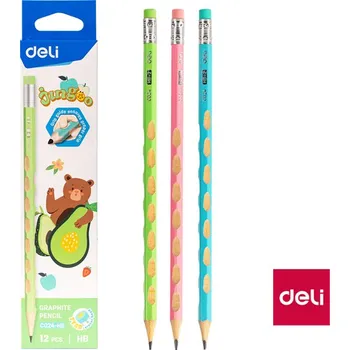 Tužka HB s gumou šestihranná JUNGOO DELI EC024-HB mix D330140