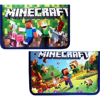 Penál Penál školní 1-patrový 2 chlopně Minecraft včelka Barva: golf green