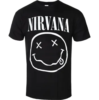 Oblečení a móda Tričko metal pánské Nirvana - White Happy Face - ROCK OFF - NIRVTS03MB - XL