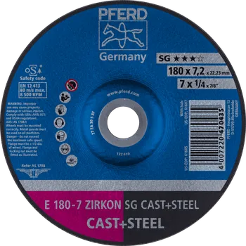 Brusný kotouč Pferd 62217628 | Brusný kotouč pro slévárny 180 x 7,2 x 22,23 mm, ZIRKON SG CAST + STEEL