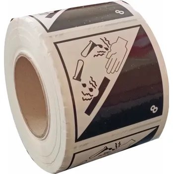 ADR třída 8 Žíravé látky - obaly samolepící vinylová fólie 100 x 100 mm