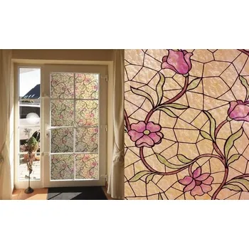 Tapeta Transparentní samolepící fólie VITRÁŽ KVĚTY (11-2240) - šíře 45 cm - cena za metr (Transparentní samolepící tapeta VITRÁŽ KVĚTY - šíře 45 cm)