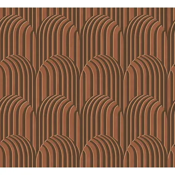 Tapeta Masureel 3D geometrická vliesová tapeta na zeď, hnědo-bronzová, ROC303, Rock, Masureel, velikost 10,05 x 0,7 m