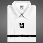 Pánská košile AMJ bílá s vetkávaným vzorem VKS838, krátký rukáv, slim fit, vel. 37
