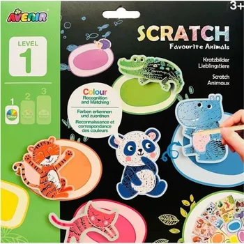 omalovánky Avenir Škrabací obrázky Level - Zvířátka