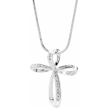 Módní doplněk JSB bijoux s.r.o. Stříbrný náhrdelník kříž propletené pásky s krystaly Swarovski Crystal (Stříbro 925/1000)