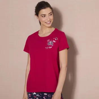 Dámské noční prádlo Pyžamové tričko s krátkými rukávy červená 52