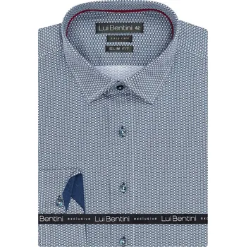 Pánská košile Pánská košile Lui Bentini, modrá s bílým okrasným puntíkem LDS233, dlouhý rukáv, slim fit, vel. 41