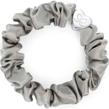 Silver Heart Silk Scrunchie Moonlight