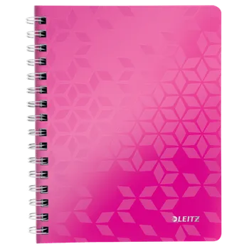 Sešit Blok na psaní Leitz WOW A5, linkovaný, drátěná vazba s PP deskami, růžový