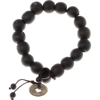 Náramek Náramek z dřevěných korálků s čínskou mincí