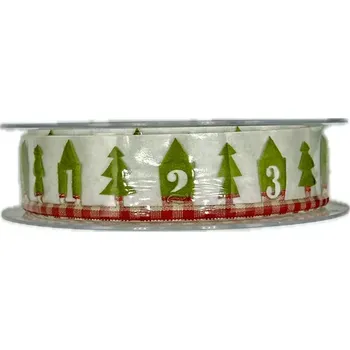 Stuha Vánoční stuha girlandová ADVENT GREEN 30mm x 5m (Stuha girlandová, barva zelená, oboustranná)