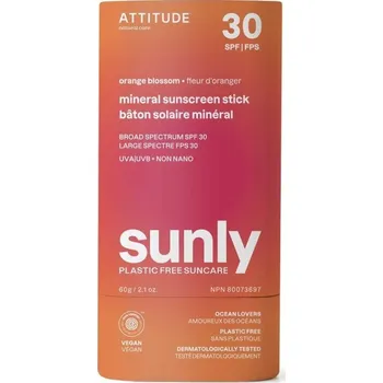 Přípravek na opalování 100 % minerální ochranná tyčinka na celé tělo (SPF 30) s vůní Orange Blossom Attitude 60 g