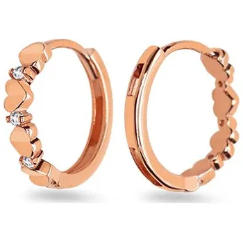 Náušnice Kroužky se srdíčky a zirkony v růžovém zlatě Jaylin IZ25333R + dárkové balení LUXUS zdarma