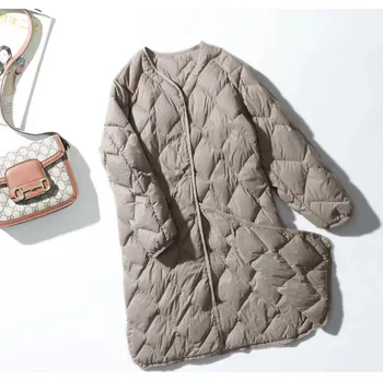 Dámská softshellová bunda Prošívaná bunda bez kapuce 90% bílé kachní peří Barva: Světle Hnědá, Velikost: XL