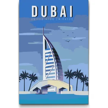 Malování podle čísel - Dubai, Spojené arabské emiráty Velikost: 40x60cm, Rámování: Pouze srolované plátno