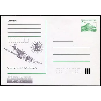 Poštovní známka Českosloveská pošta (1992) CDV 239 ** - 2 Kčs (zelená) - Hora Říp, přítisk Memorial Air Show 1993