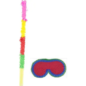 Karnevalový doplněk FOLAT Sada - tyč na rozbíjení piňaty 59 x 2,5 cm s páskou na oči