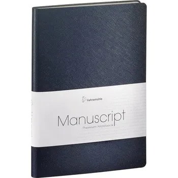 Blok Zápisník HM Manuscript, A5,100g,96l,rec.kůže,modrý