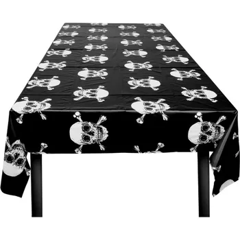 Jednorázový ubrus Ubrus plastový černý s lebkami