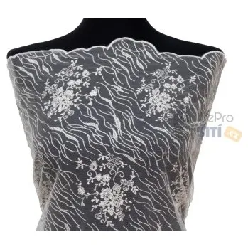 Metráž - svatební krajka SMETANOVÁ LZ92300002 - látka na svatební a společenské šaty - Smetanová