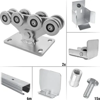 brána CAIS 9.0Z - sestava pro výrobu pojezdu posuvné nesené brány do průjezdu 4,1 m a 505 kg, pozinkovaný profil