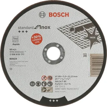 Řezný kotouč BOSCH Rovný řezací kotouč Standard for Inox 180 × 1,6 × 22,23 mm (2608619771)