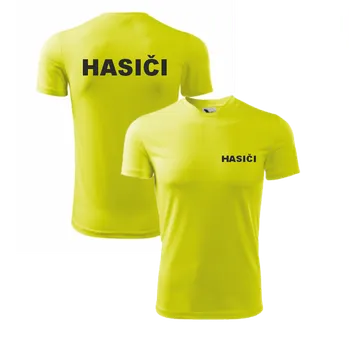 ON-DESIGN Žluté dětské sportovní triko pro hasiče Velikost: 122 cm/6 let, Umístění potisku: levé prso + zadní část, Barva potisku: černá