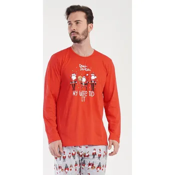 Pánské pyžamo Pánské pyžamo dlouhé Santa červená XXL