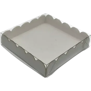 Krabička na výslužku Krabička s průhledným víkem bílá 10x10x2,5 cm