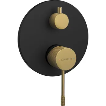 Vodovodní baterie SAPHO SOLARIS podomítková sprchová baterie, 2 výstupy, černá/zlato mat