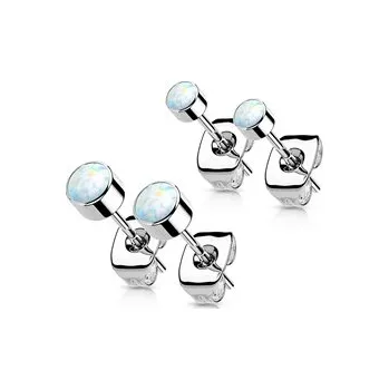 Náušnice KM2020-03 Titanové náušnice s kulatým opálem