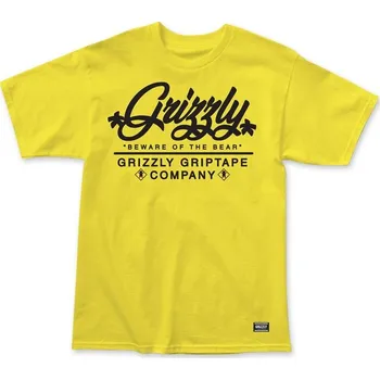 Pánské tričko GRIZZLY triko - Caution Script Tee Yellow (YELL)
