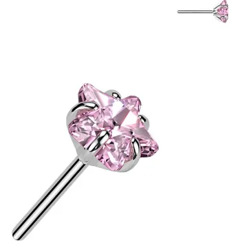 Piercing Atreya Titanová bezzávitová koncovka zirkonové hvězda Sega Barva: Růžová, Velikost koncovky: 3 mm