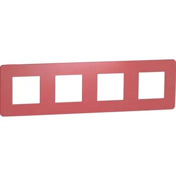 Schneider Electric NU280813 Unica Studio Color - Krycí rámeček čtyřnásobný, Red/Bílý