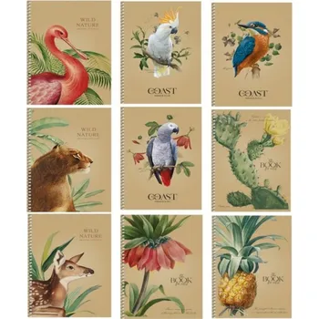 Sešit Spirálový blok B6 "Wild nature", 80 listů, čtverečkovaný, mix motivů, 107020035