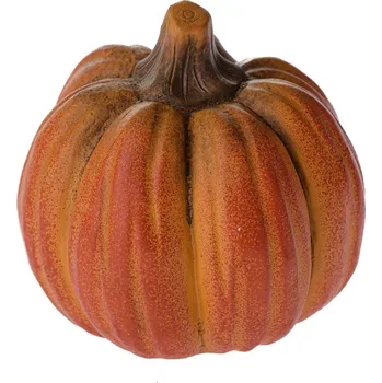 Podzimní dekorace Dýně kulatá oranžová, 12,1 x 11,6 x 12,1 cm, Mg