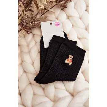 Pánské ponožky Dámské vzorované ponožky s medvídkem, černá 38-41