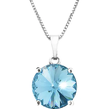 Módní doplněk JSB bijoux s.r.o. Stříbrný náhrdelník s přívěskem samostatné rivoli Swarovski Aquamarine (Stříbro 925/1000)