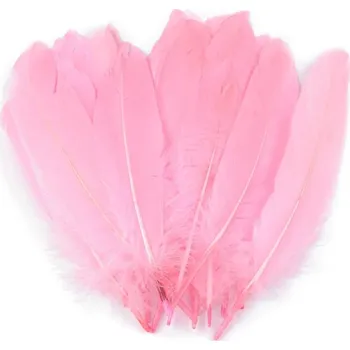 Husí peří délka 15-21 cm balení 5 kusů - 40 růžová střední